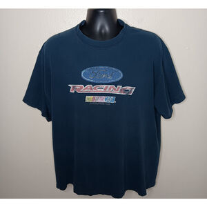 Vintage 90s FORD RACING NASCAR Adult XL T-shirt Faded Black Jerzees Distressed